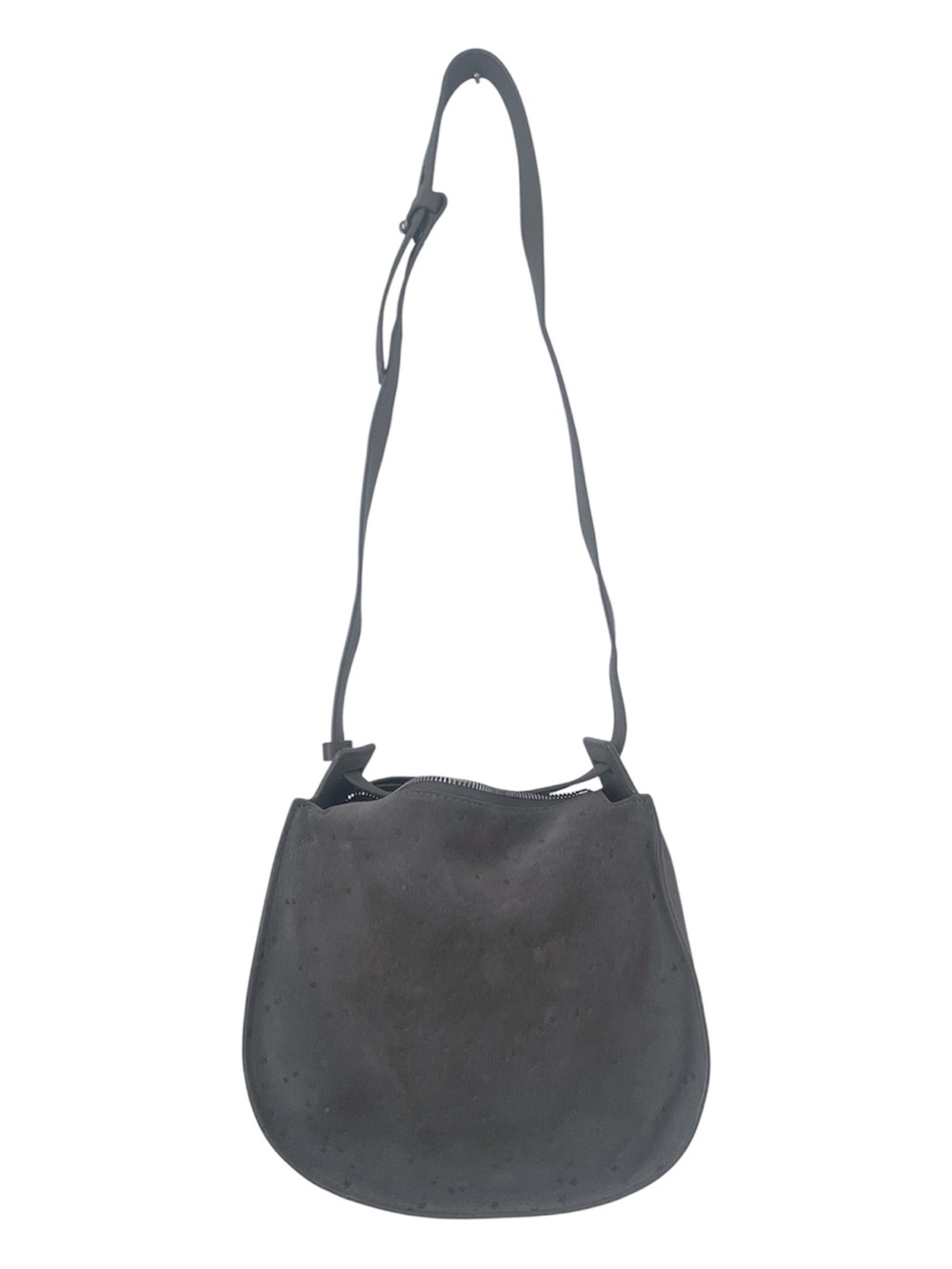 AllSaints Echo Hobo Shoulder Bag in Grey Suede Leather - Picture 2 of 6